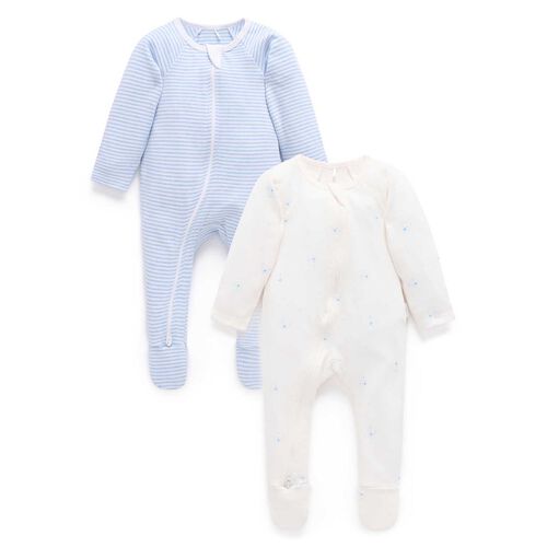 Purebaby 2 Pack Zip Growsuit